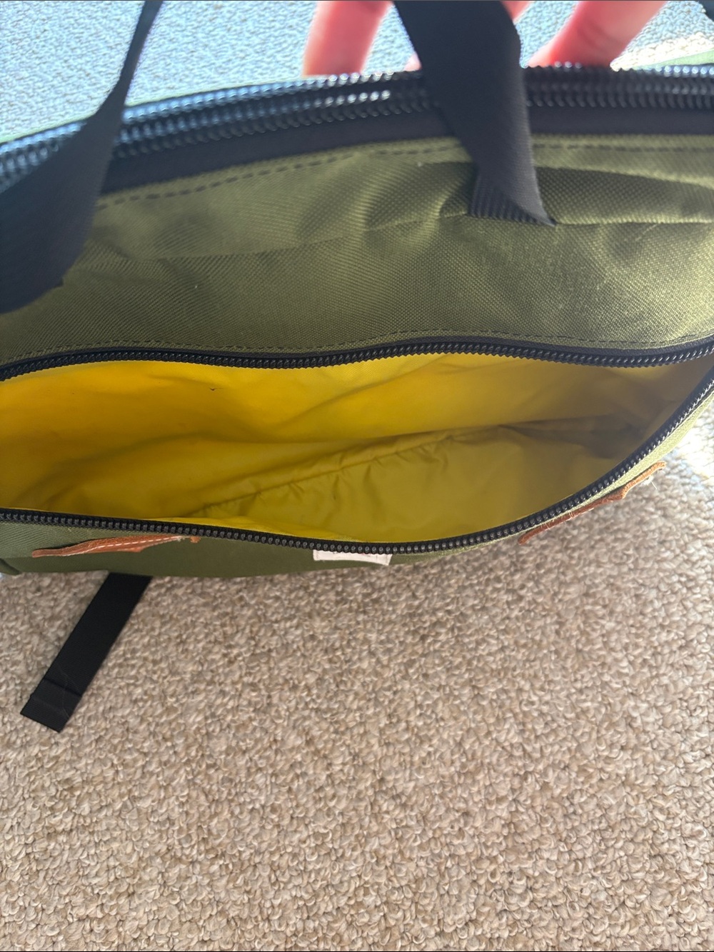 Topo Designs Olive Green Messenger Bag with Tan Lash Tabs - Picture 3 of 4